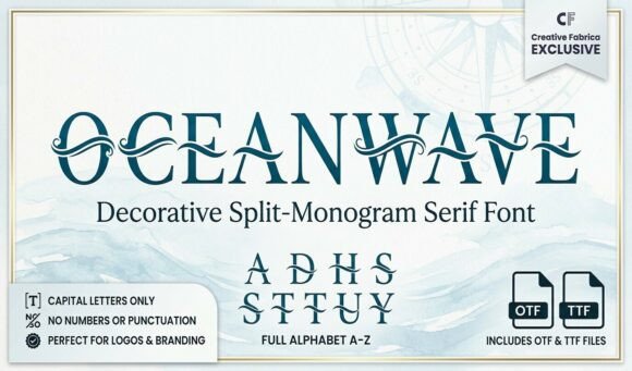 Elevate Editorial Design with Ocean Wave Monogram Typeface